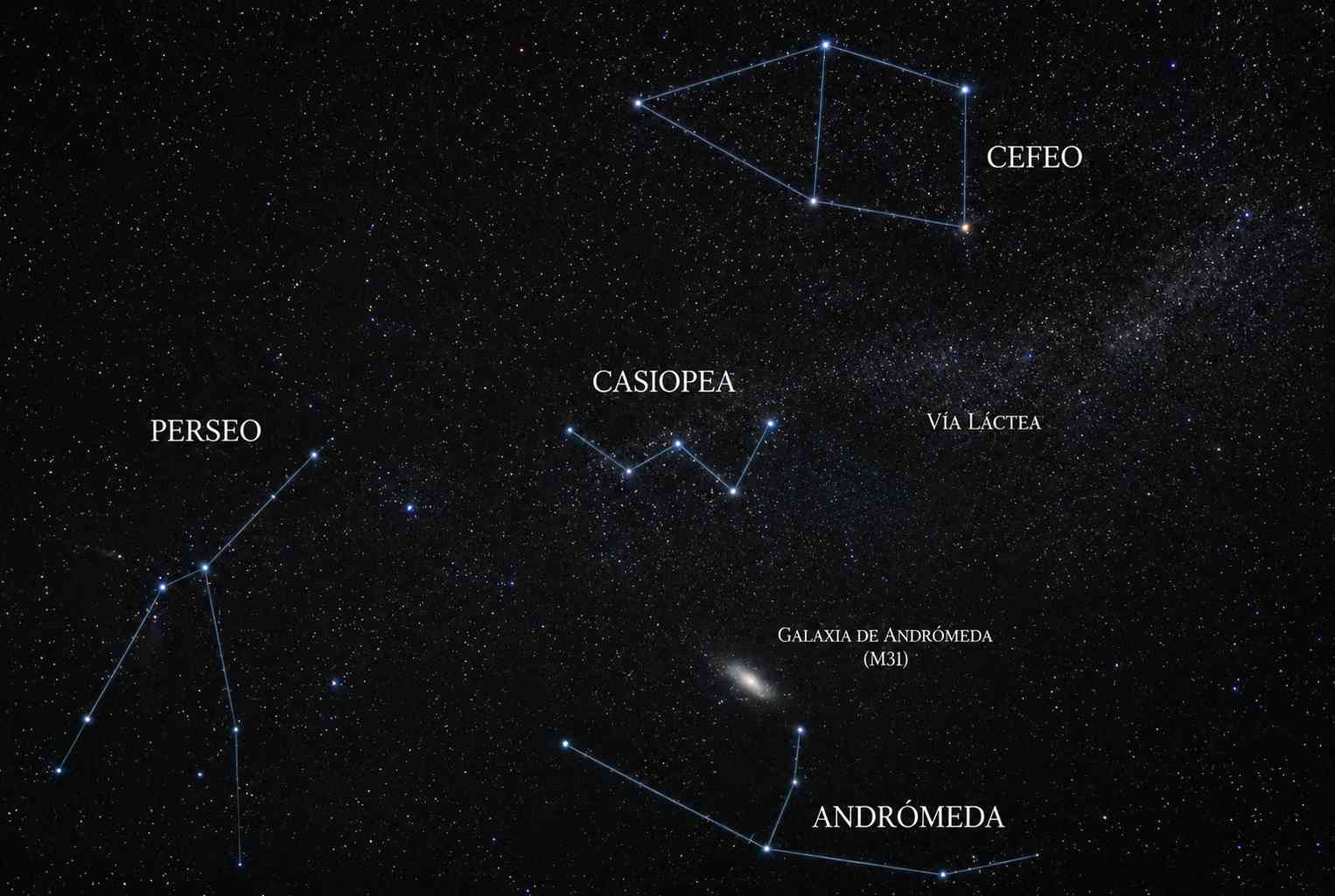 La Galaxia de Andrómeda, Casiopea, Perseo y Cefeo: una historia que sigue sobre nuestras cabezas