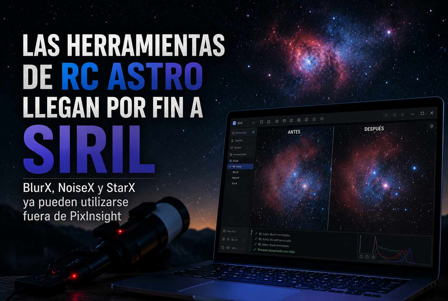 Las herramientas de RC Astro llegan a Siril: BlurX, NoiseX y StarX